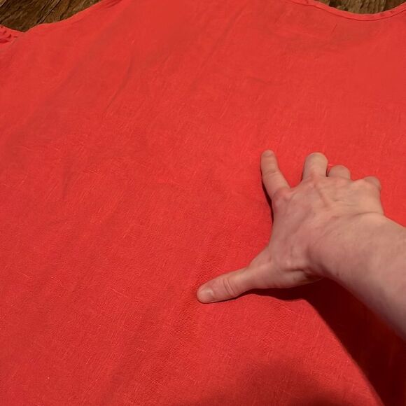 FLAX Jeanne Engelhart Women’s Linen Three Piece Coral Pink Rose Print Set - Picture 15 of 16